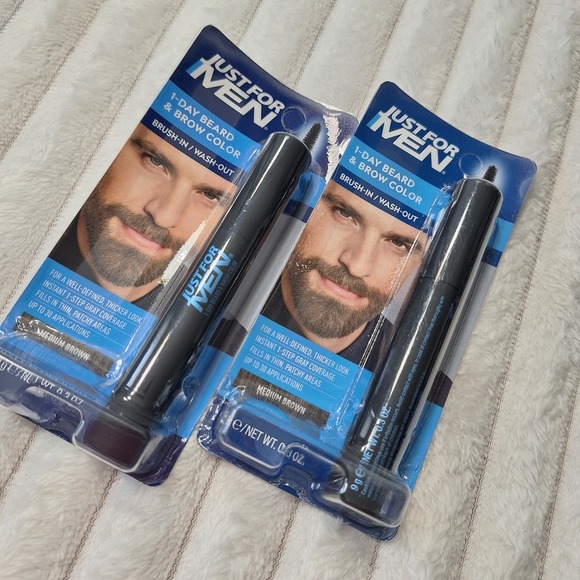Just For MEN Other - 2 Pk JUST FOR MEN 1-Day BEARD  BROW Temporary COLOR for Beard Eyebrows MED BROWN